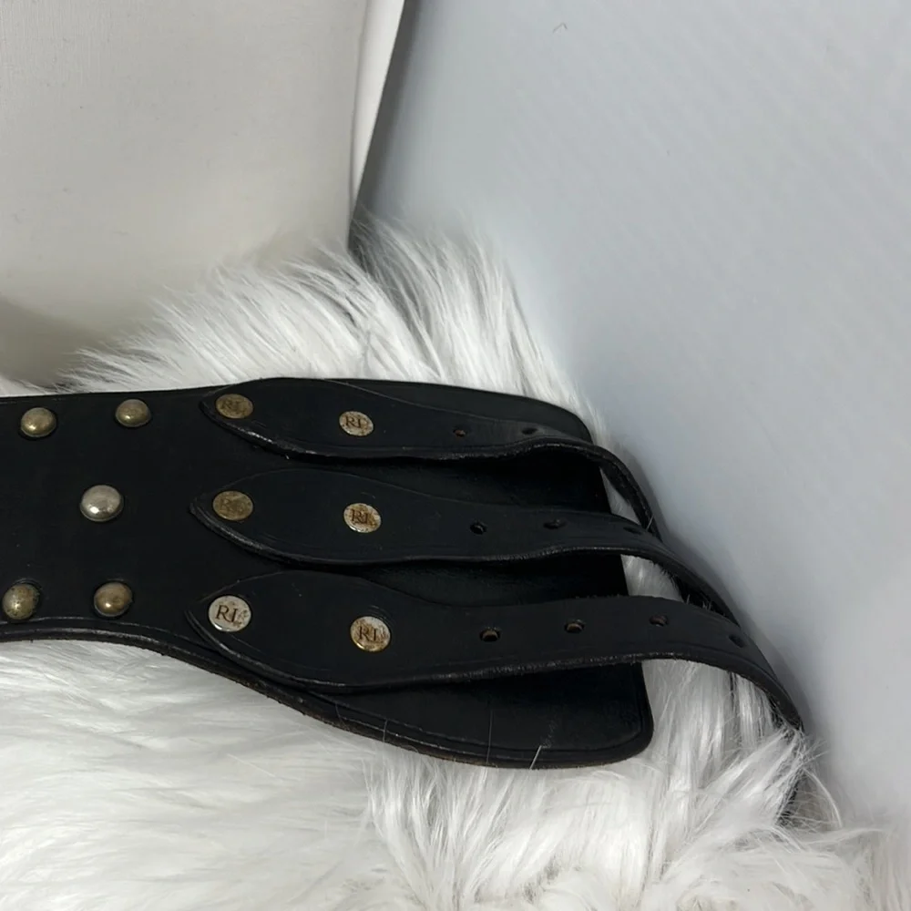 Vintage Ralph Lauren Kidney Leather Studded Corset Belt Women’s Small Black - Picture 3 of 15